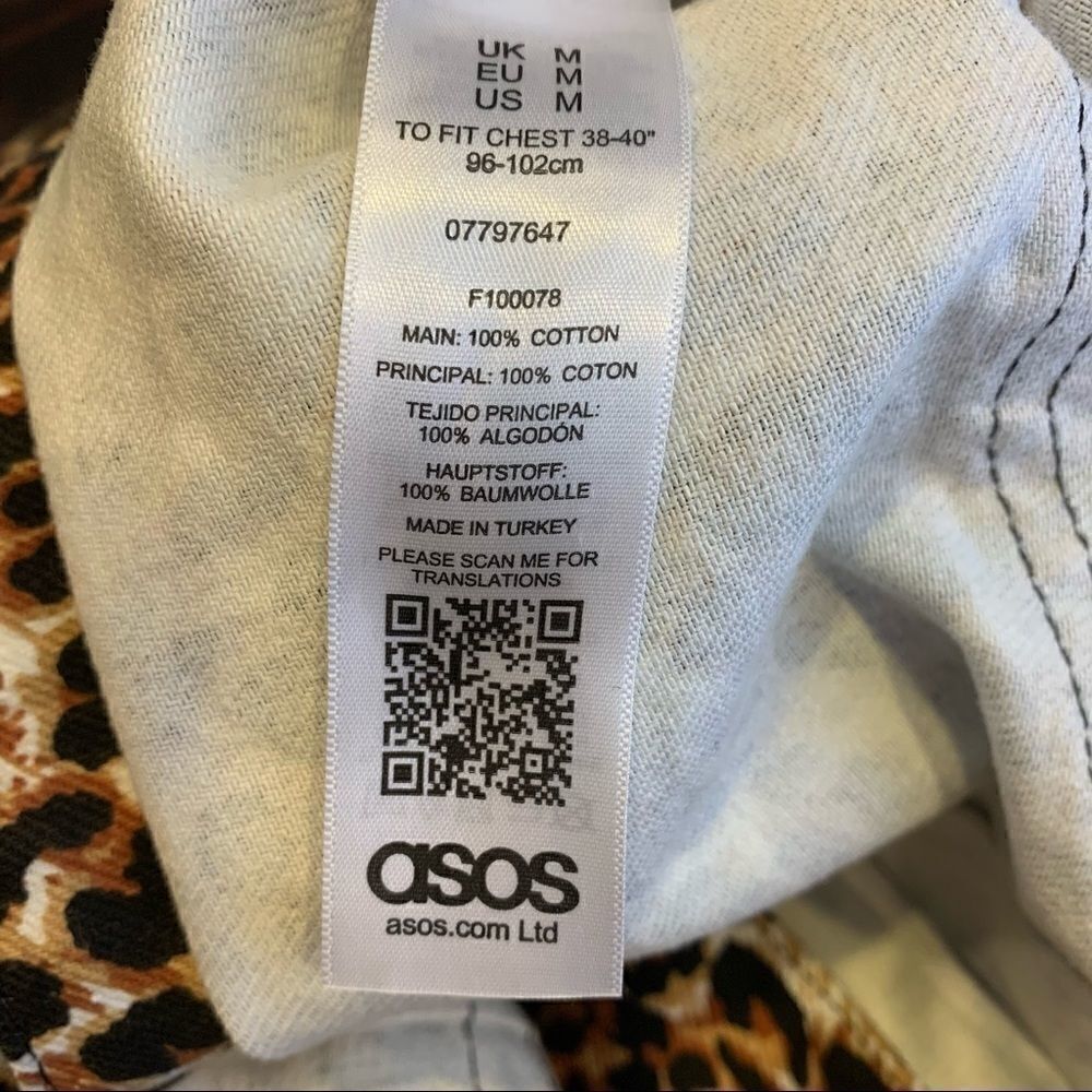 ASOS Design Denim Jacket in Leopard Print Size M - Picture 10 of 14